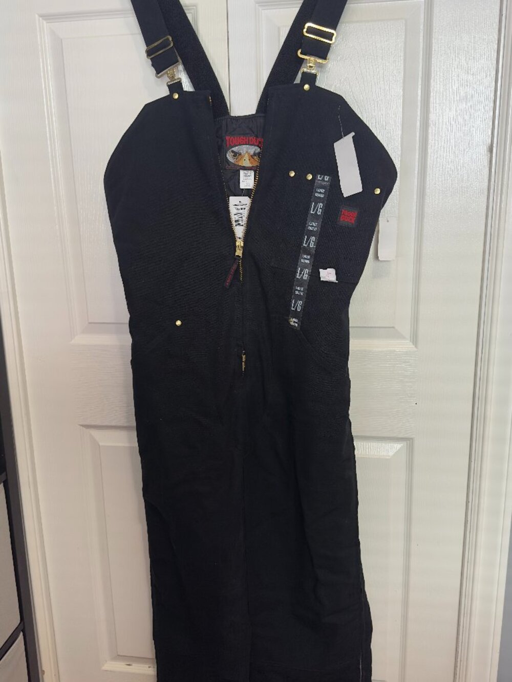 NWT Tough Duck Insulated Cotton Canvas Work Bib Overalls Black Large L 42-44